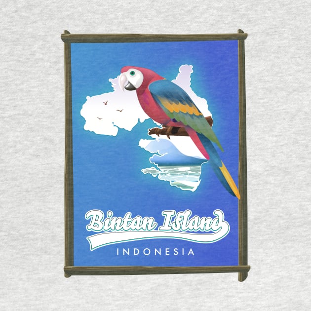 Bintan Island Indonesia travel poster map by nickemporium1